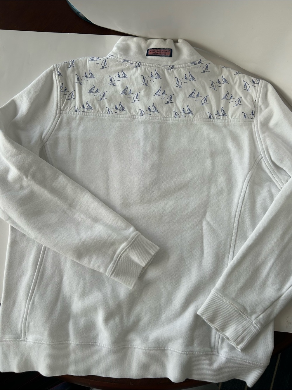 Vineyard Vines White Quarter‑Zip Sweater with Blue Trim year 2018 - Picture 6 of 6
